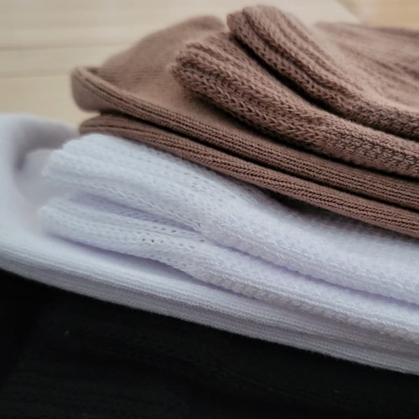 close look at white and brown socks