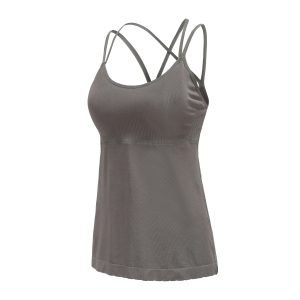 grey cami with spaghetti straps