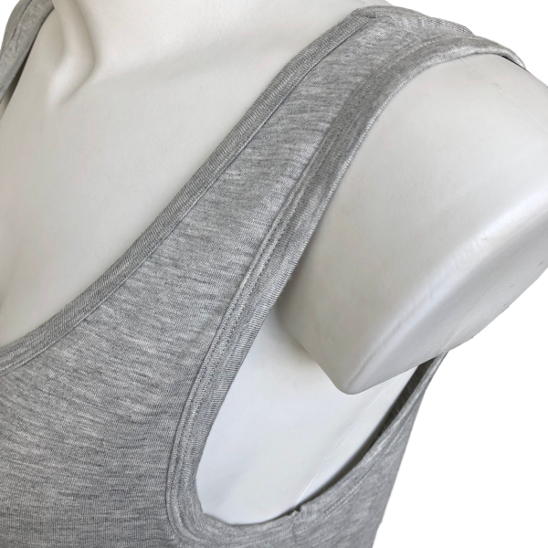 shoulder detail of grey garment