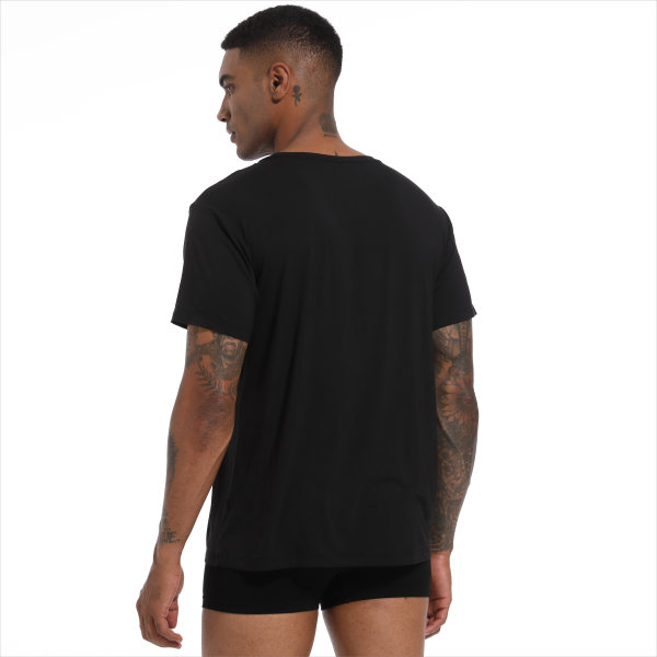 a man in black undershirt