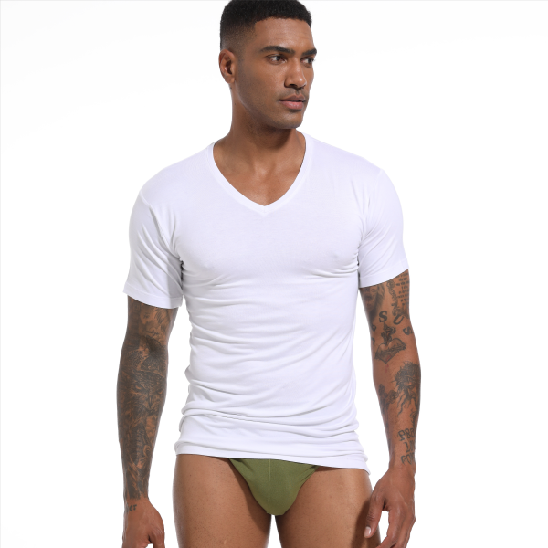 a man in white undershirt