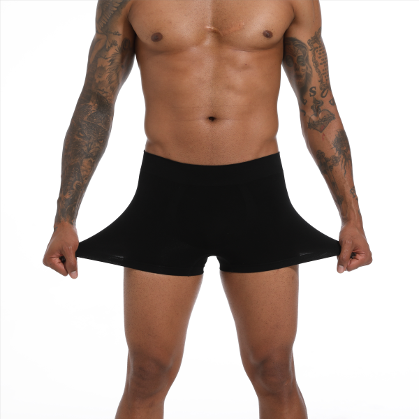 black boxer stretched